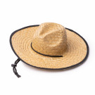 Sombrero de paja con ribete negro y cordón de ajuste