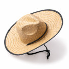 Sombrero de paja con ribete negro y cordón de ajuste