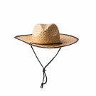 Sombrero de paja con ribete negro y cordón de ajuste