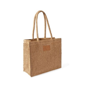 Bolsa de papel trenzado con asas largas