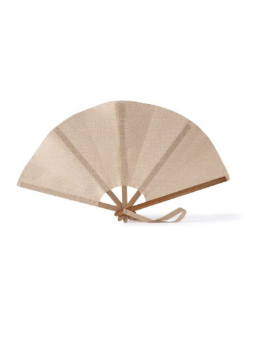 Abanico de bambú y poliéster 5 varillas
