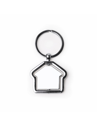 Llavero metálico giratorio con forma de casa