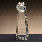 Trofeo de cristal con bola del mundo | Trofeo torre de cristal