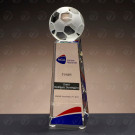 Trofeo de cristal con bola del mundo | Trofeo torre de cristal