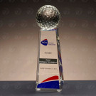 Trofeo de cristal con bola del mundo | Trofeo torre de cristal