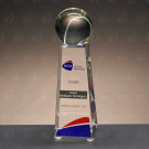 Trofeo de cristal con bola del mundo | Trofeo torre de cristal