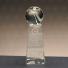 Trofeo de cristal con bola del mundo | Trofeo torre de cristal