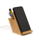 Portalápices de bambú con cargador inalámbrico