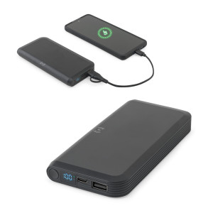 Power bank de ABS reciclado con carga inalámbrica 10000 mAh