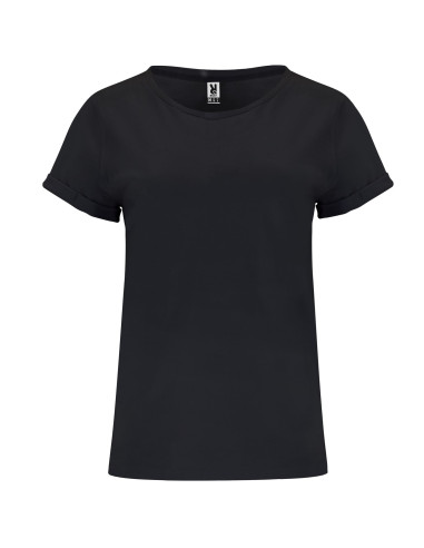 Camiseta con dobladillo negra | Camiseta casual en color negro