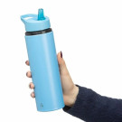Botella de acero inoxidable reciclado con tapa y pajita 500 ml