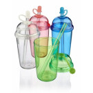 Vaso reutilizable de RPET con tapa y pajita 500 ml
