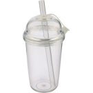 Vaso reutilizable de RPET con tapa y pajita 500 ml