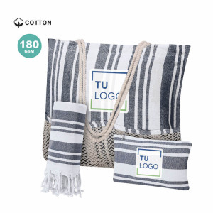 Set de playa con bolsa, neceser y pareo de algodón 180gr/m2