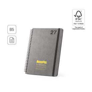 Agenda semanal B5 de cuero reciclado con anillas