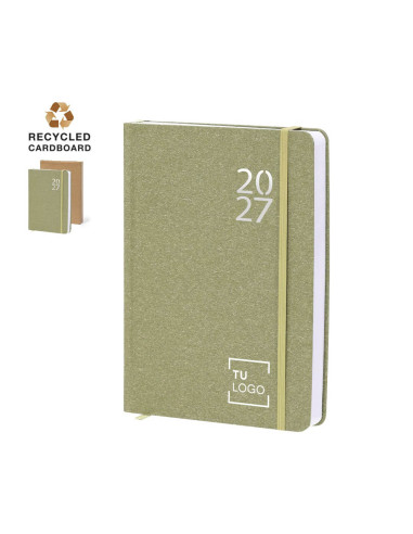 Agenda diaria A5 de cartón reciclado con distintivo Eco