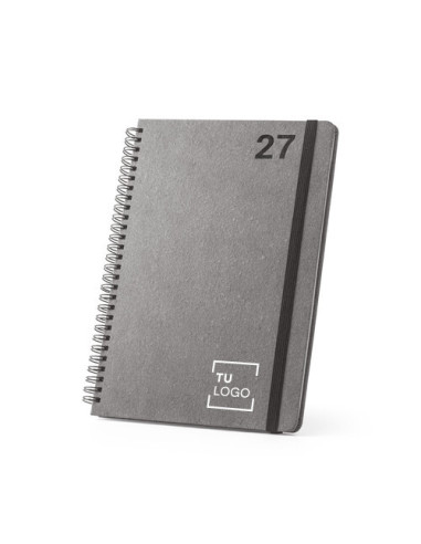 Agenda semanal B5 de cuero reciclado con anillas