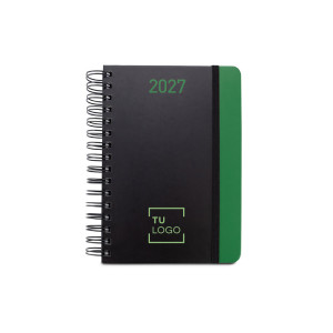 Agenda diaria A5 de papel reciclado con anillas y acabado mate