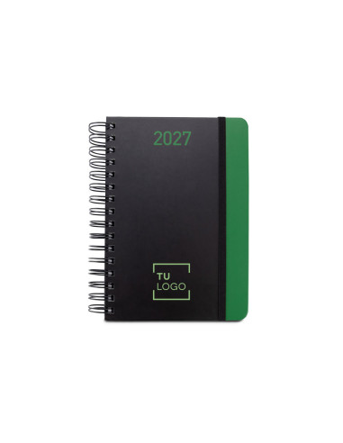 Agenda diaria A5 de papel reciclado con anillas y acabado mate