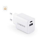 Adaptador de corriente con doble puerto USB-C y USB-A