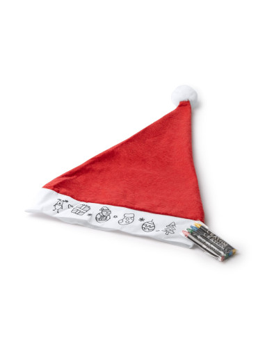 Gorro navideño de Papá Noel para colorear