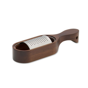 Rallador de acero inoxidable con base de madera