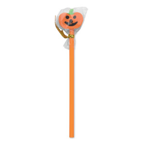 Lápiz de madera con goma de borrar forma de calabaza