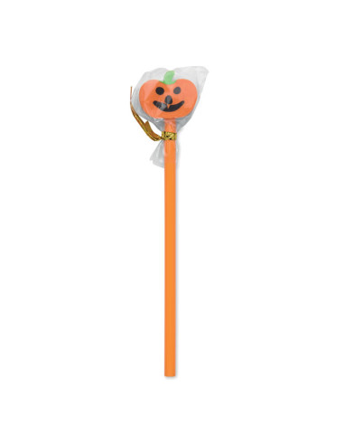 Lápiz de madera con goma de borrar forma de calabaza