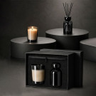 Set aromático premium de ambientador mikado y vela de cristal