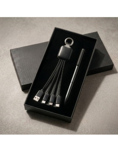 Set de cable multicarga y bolígrafo