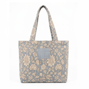 Bolsa de algodón y poliéster con estampado floral