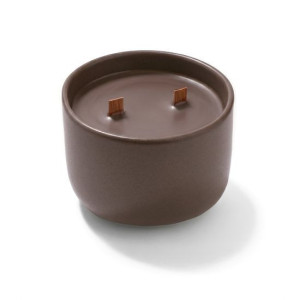 Vela aromática cerámica con doble mecha de madera 2