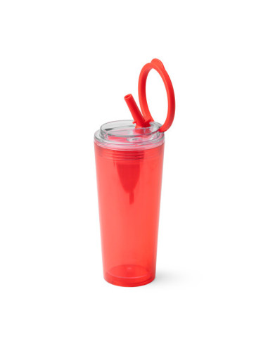 Vaso térmico translúcidocon dosificador con pajita 670 ml