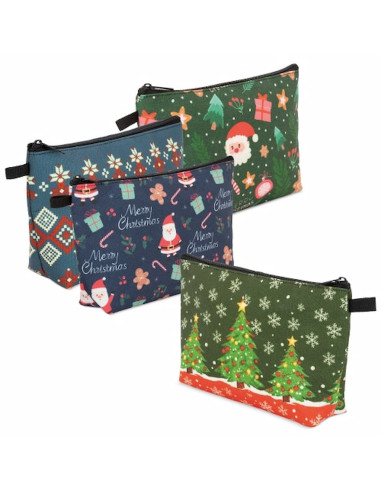 Pack de 4 neceseres navideños de poliéster