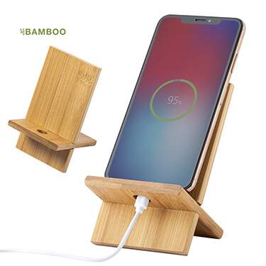 soporte para móvil de bambú