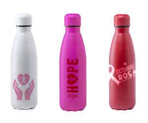 Botellas día internacional contra el cancer de mama