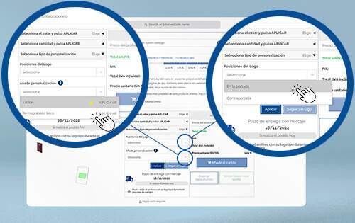 seleccionar posición del logo y técnica de impresión para personalizar artículo
