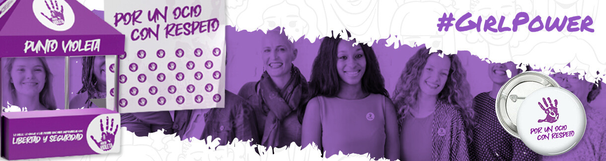 Merchandising  personalizado en Puntos Violetas para concienciar contra la violencia de género